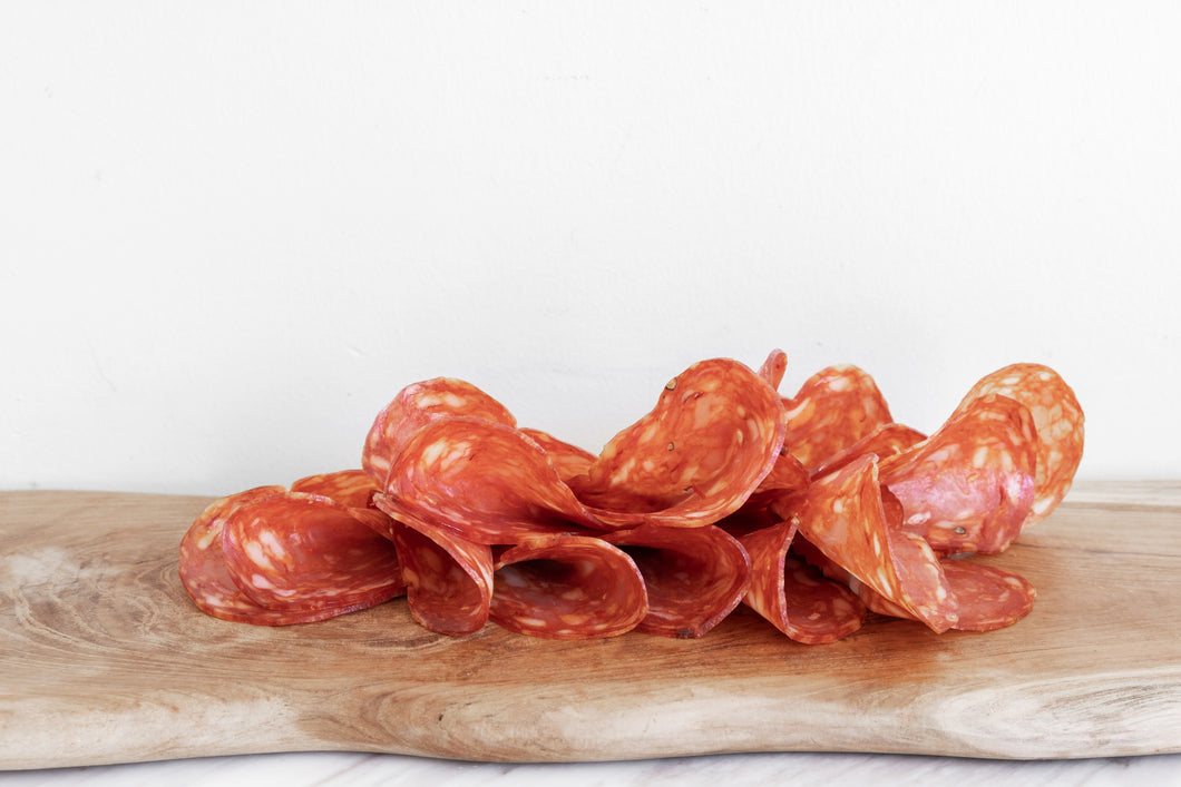 Hot Soppressata - deli sliced (per 100g)