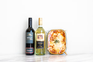 Meat Lasagna (serves 2) with Choice of House Red or House White Wine